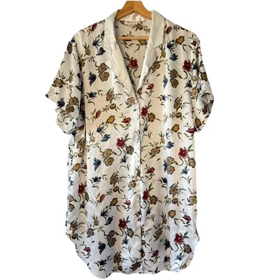 Camisón romántico vintage Barbizon L blanco satinado floral día boda Foto 1 de 4