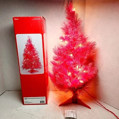 Darice Christmas Pink Iridescent Mini Tree Pre-Lit 2 ft HOT PINK INCOMPLETE READ - Image 1 of 4