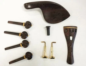 Rosewood Violin Fittings and Parts: Pegs/Tailpiece/Chinrest/Endpin - Picture 1 of 1