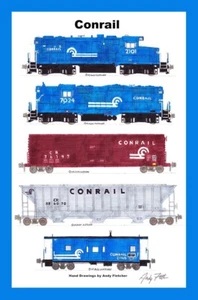 Póster firmado, enmarañado de Andy Fletcher de Conrail Local Train 12"x18" - Imagen 1 de 1