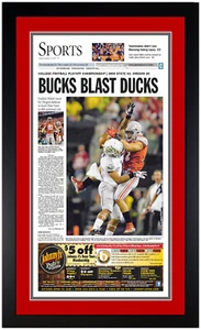 2015 National Champions Ohio State Buckeyes Newspaper Print Framed! - Picture 1 of 1