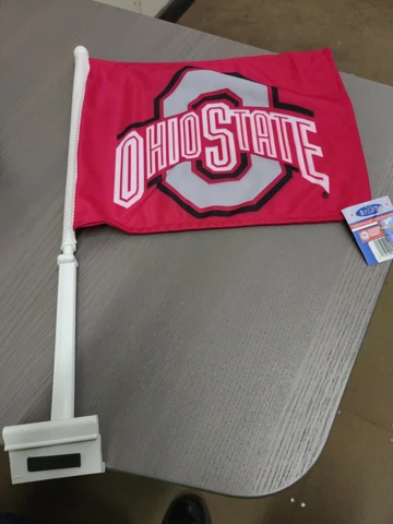 Officially Licensed NCAA Ohio State Buckeyes Team Logo Red Car Window Flag Cover