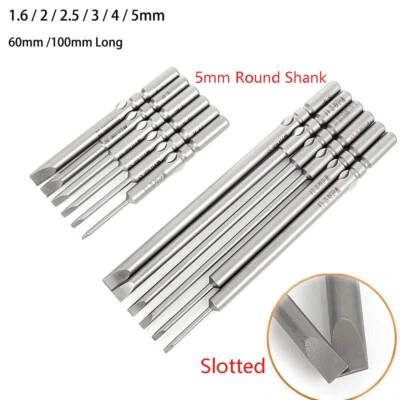 Flat Slotted Head Screwdriver Bits Set Long Power Drill Bit 1.5-6mm 5mm Shank - Image 1 of 4