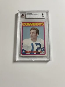Tarjeta de fútbol americano 1972 Topps #200 Roger Staubach novato en muy buena condición Beckett 6 ex-como nueva con submarinos - Imagen 1 de 4