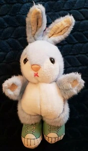 Vintage G Da Costa Hanging Pram Bunny Rabbit Soft Toy Blue Trainers needs TLC - Picture 1 of 8