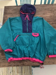 Vtg Columbia Jacket Womens Pink Teal Neon Colorblock Pullover 90s Radial Size XL - Picture 1 of 12