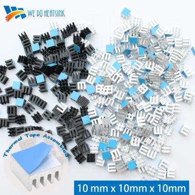 25/50/100pcs 10x10x10mm Aluminium Heatsink Thermal Tape Assembled for CPU,IC,LED - Image 1 of 4