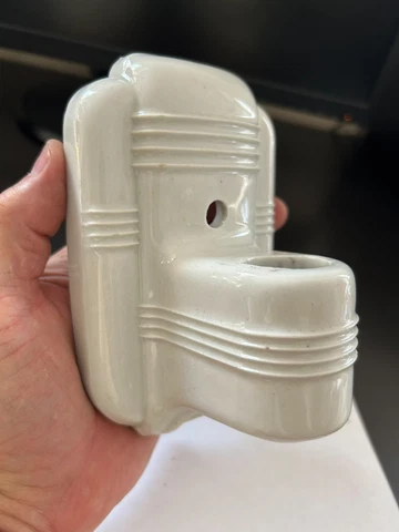 VINTAGE WHITE ART DECO PORCELAIN BATHROOM WALL SCONCE LIGHT FIXTURE TO RESTORE Cover