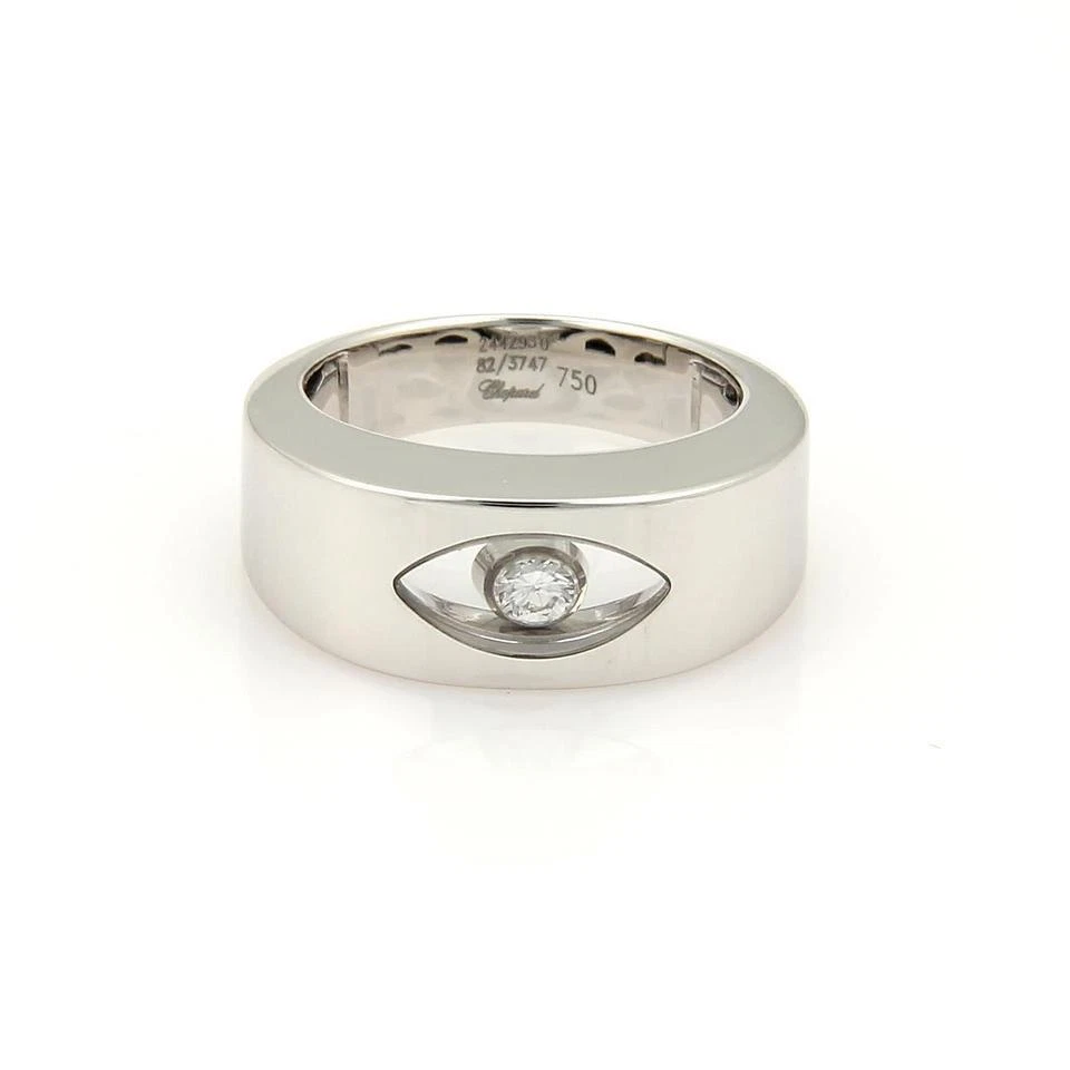 Anillo Ojo de Chopard Diamante Feliz Oro Blanco 18k Banda Ancha 8mm Foto 1 de 4