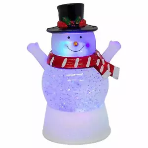 Figura de Navidad Happy Snowman LED Light-up Glitter Remolino 100 mm globo de agua - Imagen 1 de 5
