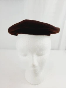 Vtg Dark Brown 100% Wool Normandy Basque Classic Women Beret Hat France - Picture 1 of 7