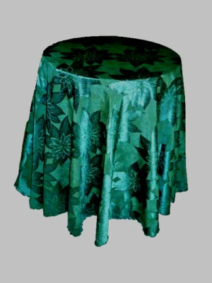 Mantel Redondo 70" - Verde Cazador con Diseño Floral de Flor de Pascua Foto 1 de 3