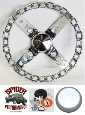 1969-1989 Cadillac steering wheel 11" CHROME CHAIN - Image 1 of 4