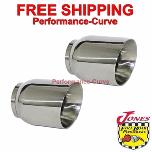 Stainless Steel Exhaust Tip Pair Double Wall Angle 3" Inlet - 4" Outlet - Picture 1 of 4