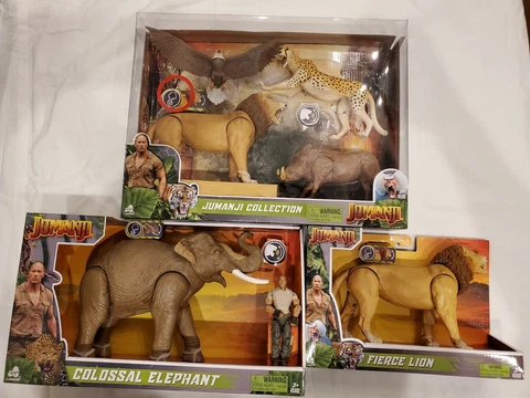 Jumanji 6 Animals Collection Sound working THE ROCK NIB 3 piece set Cover