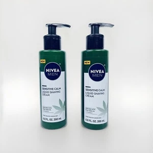 Lot of 2 Nivea Men Sensitive Calm Liquid Shaving Cream Pump Bottles 6.8 oz - Picture 1 of 3