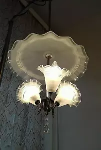 SCHÖNER ANTIKER KRONLEUCHTER 30/40ER JAHRE MURANO GLASS OLD CHANDELIER LUSTRE - Bild 1 von 8