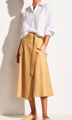 New Skirt 100% Original Lambskin Beige Leather Women Hollywood Party Style 266 - Image 1 of 4