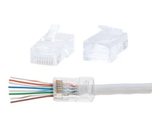 Lote de conectores de paso de extremo de cable de red UTP enchufe modular RJ45 EZ CAT5e CAT6 - Imagen 1 de 4