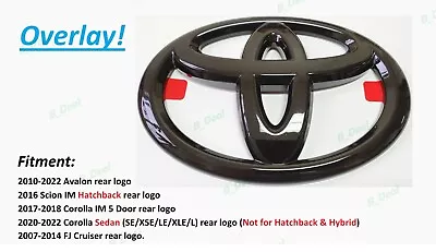 1 emblema de sobreposição de logotipo traseiro Toyota preto brilhante Scion IM Avalon Corolla FJ Cruiser - Imagem 1 de 4