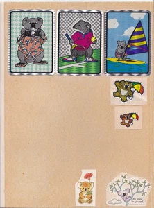 Vintage 1980's Stickers -Prismatic Koala Bears & Googly Eye (Photo Album Page) - Picture 1 of 2