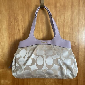 Coach Signature Lexi beige & lavendel Jacquard Beuteltasche Schulter Handtasche F18828 - Bild 1 von 24