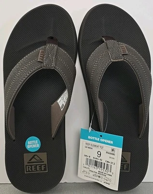 Sandálias masculinas Reef tamanho 9 marrom abridor de garrafa chinelos novas com etiquetas - Imagem 1 de 3