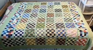 Trapuntino vintage patchwork anni 50-60 patch quadrato pazzo NON FINITO 71" X 80" cotone - Foto 1 di 16