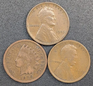 U.S. 1C 1909 VDB Lincoln Wheat 1909 Indian Head Cent and 1909 Lincoln Wheat Cent - Picture 1 of 2