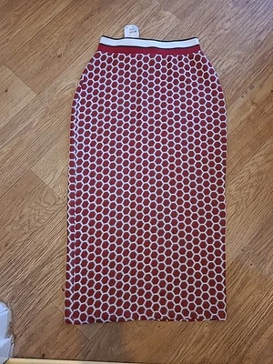 Brand New Ladies H&M Size XS  Red White Elasticated Long Pencil Skirt - Image 1 of 3