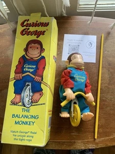 Caja de cuerda apretada Curious George The Balancing Monkey vintage 1995 solo pieza dañada - Imagen 1 de 6