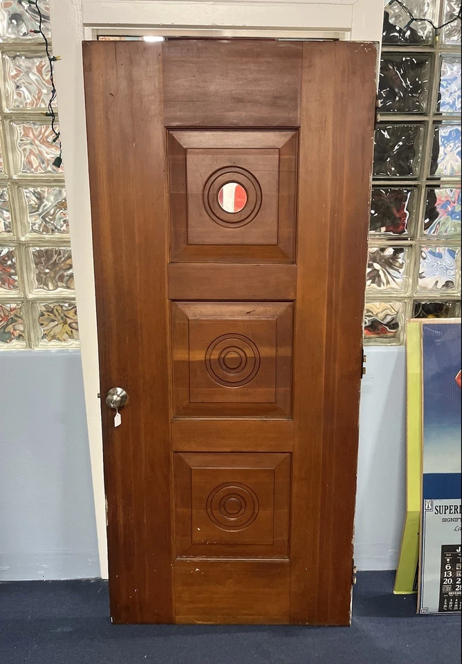 Porta de casa de madeira vintage meados do século moderna década de 1960’s - Imagem 1 de 4