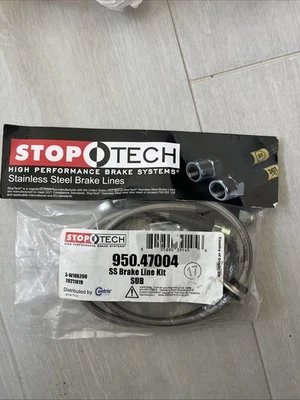 StopTech 950.47004 Front Braided Stainless Brake Line for 2002-07 Subaru Impreza - Image 1 of 4