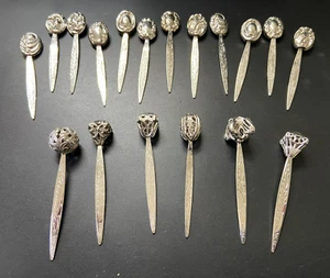 Vintage Sterling Silver Hors d'oeuvre Cocktail Picks 18 pieces Stamped - 57.5g - Picture 1 of 16