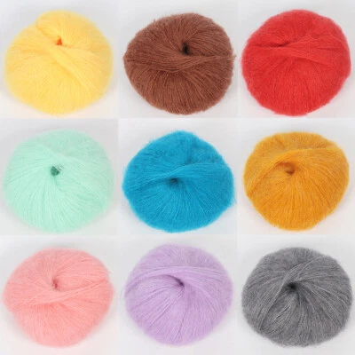 1PC 25g Mohair Yarn for Hand Knitting Soft Smooth Plush Fleecy Crochet Knit - Image 1 of 4