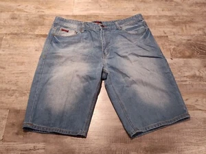 Vintage Y2K Fubu Blue Denim Baggy Rap Hip Hop Jorts Size 42 Mens Jean Shorts - Picture 1 of 20