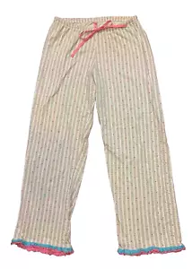 Pajama Lounge Pants 100% COTTON Knit HUE Size S Ruffled Woman’s - Picture 1 of 6