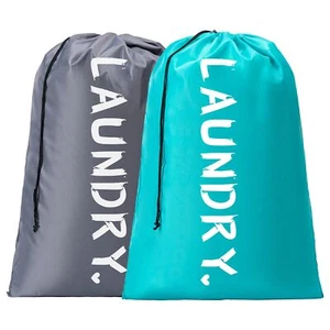 2 Pack Xl Travel Laundry Bag Machine Washable Dirty Clothes Organizer With Draws - Picture 1 of 7