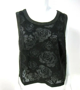 Katia NWT sleeveless Exposed Zipper Blouse Top Size 2XL Black Rose print   - Picture 1 of 12