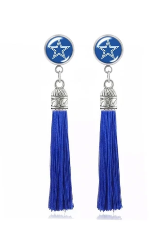 Cowboys Earrings, Tassel Dangle Earrings, Dallas Cowboys Jewelry Cover