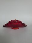 Viking Glass Ruby Red Amberina Double Crimped Folded Footed Candy Dish Bowl 