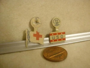 Vintage World War Related Fold Over Pin Pinbacks USO & Red Cross Tin Collectible - Picture 1 of 3