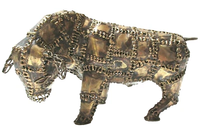Metal Bull Cow Sculpture Mexican Western Folk Art Rare Bustamante Large - Image 1 of 4