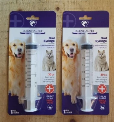 Lot Of 2 - Essential Pet 30 cc Oral Syringe Liquid Dispenser For Pets