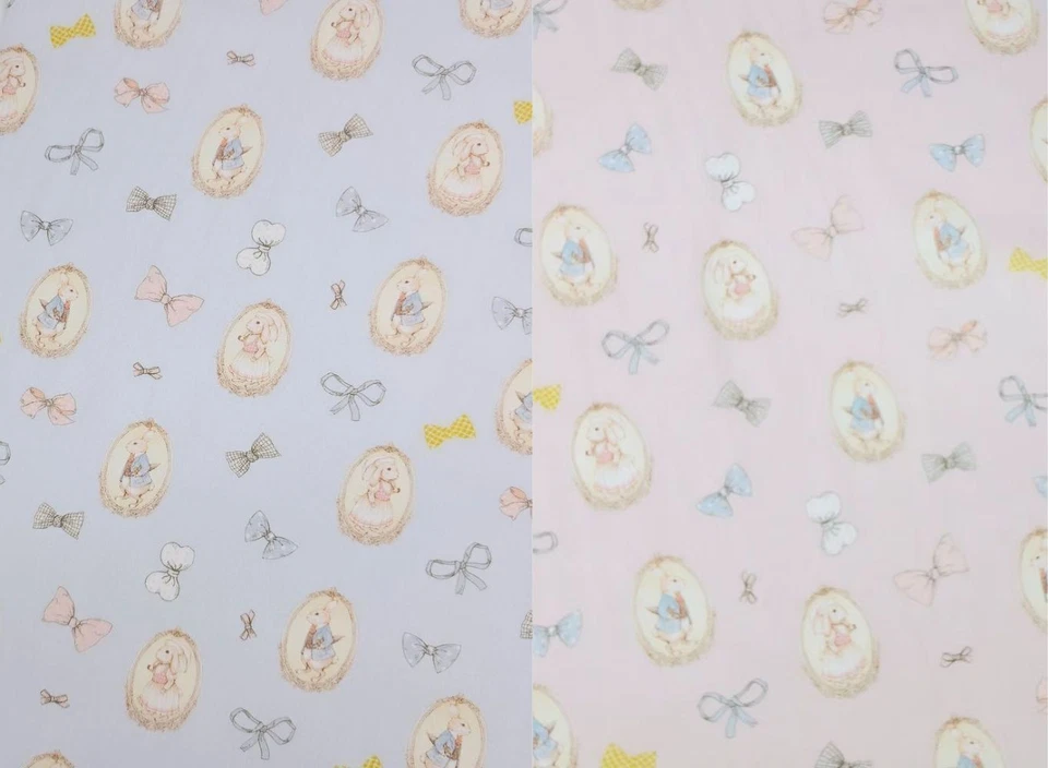 Cute Rabbit Mirror Ribbon patterned Fabric made in Korea by the Yard - Image 1 of 1