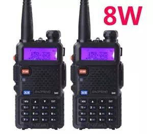2PCS Baofeng UV-5R 8W CB Radio Station Walkie Talkie 10km Taki Vhf Uhf Ham Radio - Picture 1 of 6