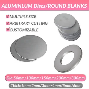 1-6mm Thick Aluminium Discs/Circles/Round Blanks (Precision Laser Cut) Ø50-300mm - Picture 1 of 9