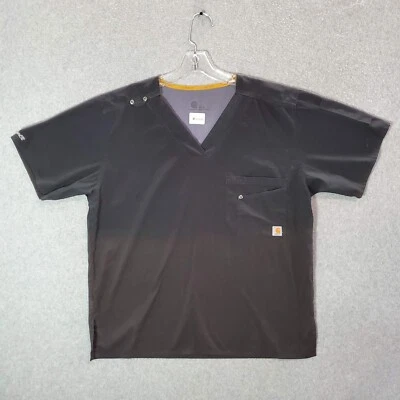 Carhartt Force Men Scrub Top Small Black Short Sleeve V Neck Pocket - Image 1 of 4