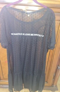  Tunika Mat  50 52 Überwurf oversized Übergröße Lagenlook  Schwarz Spitze Sexy - Bild 1 von 3