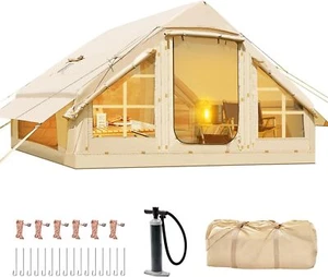 H&ZT Aufblasbares Zelt für Camping 6 Personen Zelt mit Luftpumpe Kaminöffnung - Bild 1 von 15